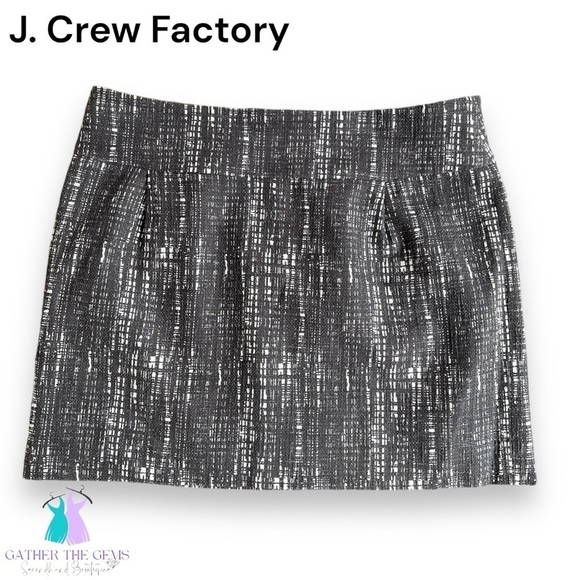 J. Crew Factory Gray Tweed Back Zip Mini Skirt - Picture 1 of 6